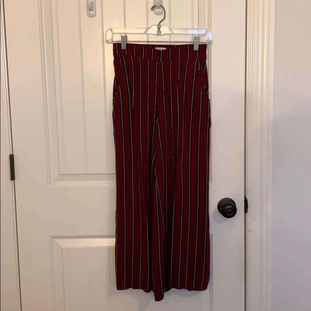 Flowy Striped Red Pants with Pockets